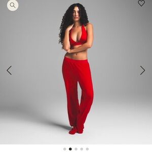 SKIMS MATCHING cotton rib pant and thong in color: cranberry NWOT